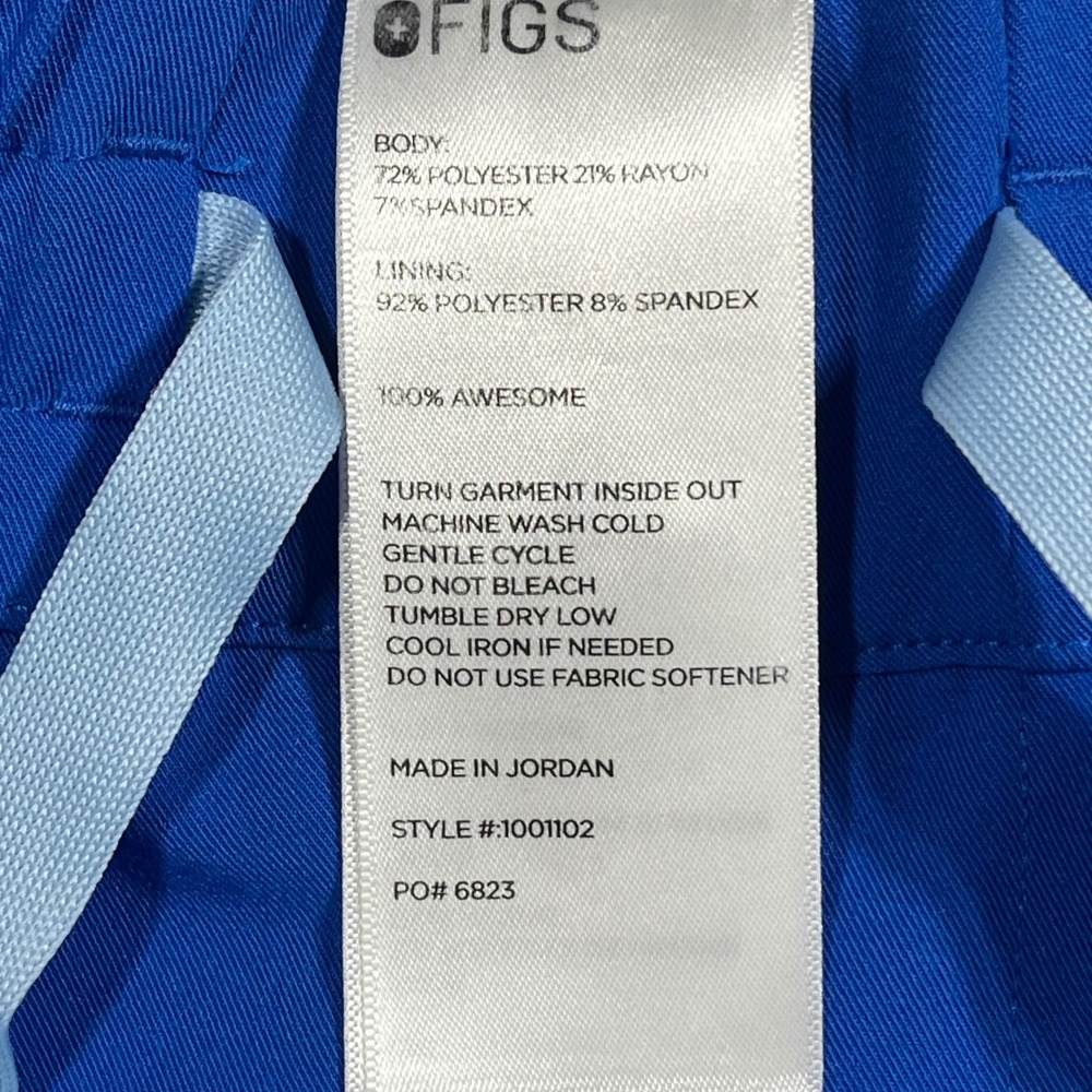 FIGS Dowa Royal Blue Cargo Scrub Pants Womens Small Elastic Waist Straight Leg - Picture 9 of 10